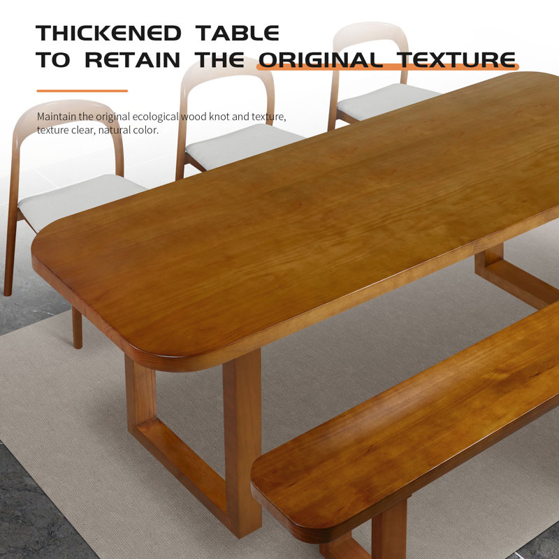 HomeEaseHY Simple Ash Wood Rectangular Dining Table Sets | Wayfair